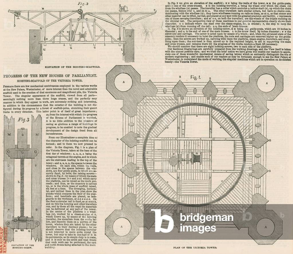 Plan of the Victoria Tower, Palace of Westminster, London (engraving)