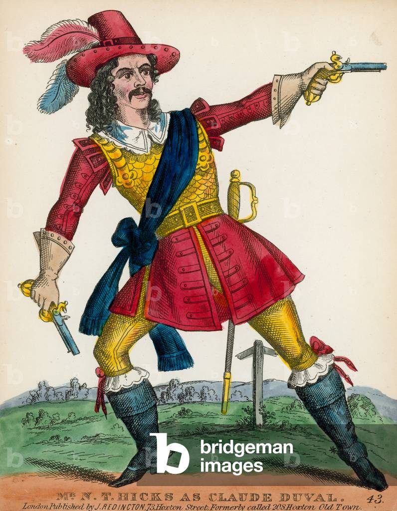 Mr N T Hicks as Claude Duval (coloured engraving)