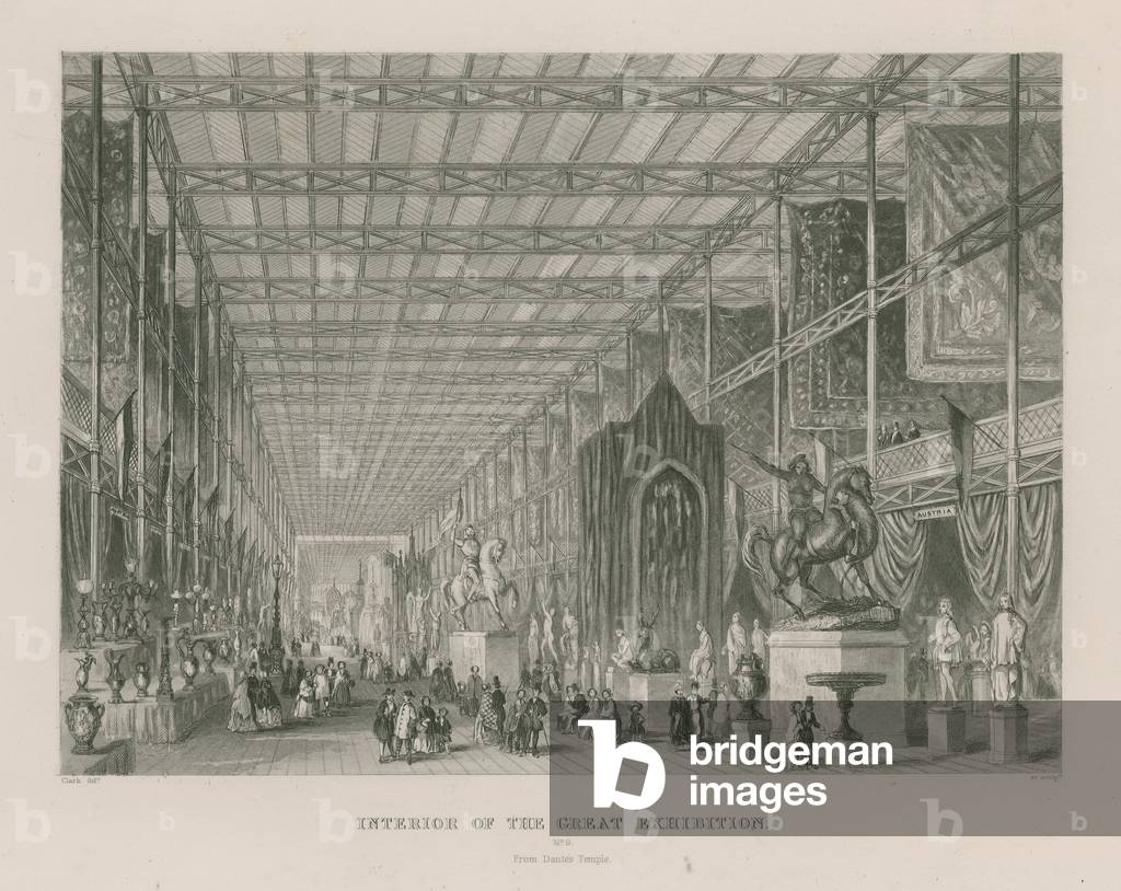 Interior of the Great Exhibition, 1851, from Dantes Temple (engraving)