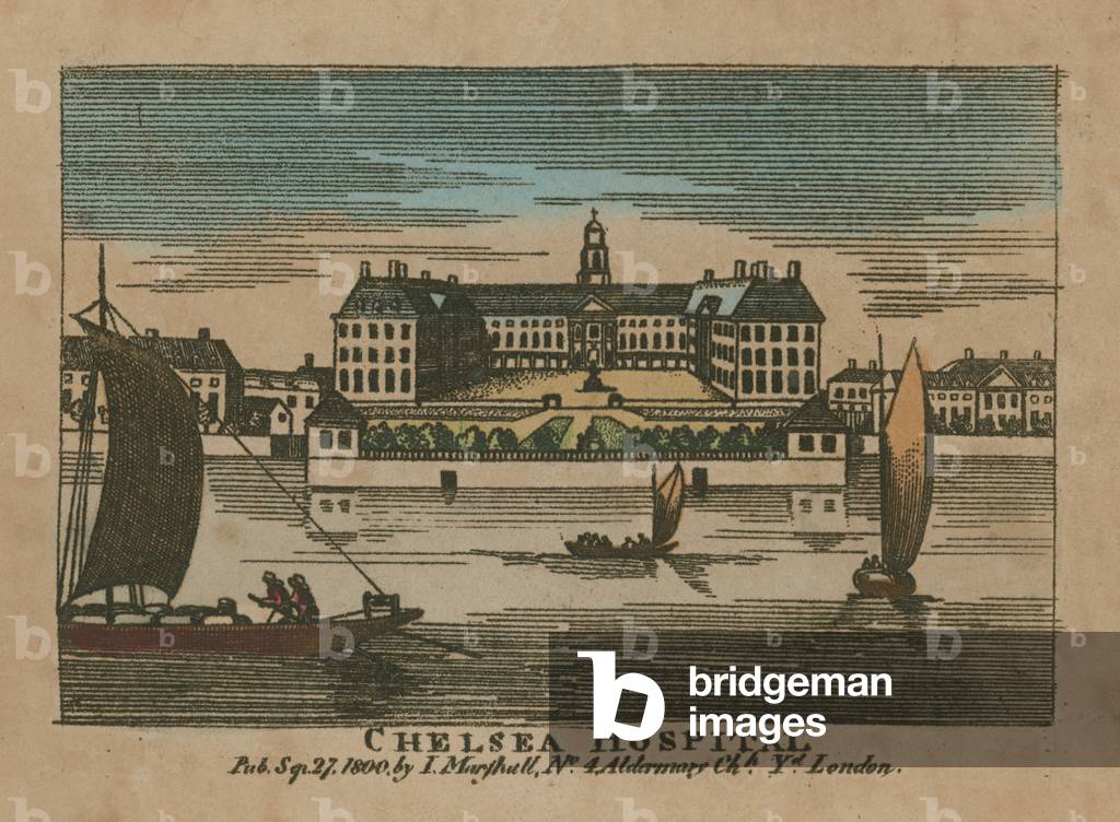 General view of Chelsea Hospital (coloured engraving)