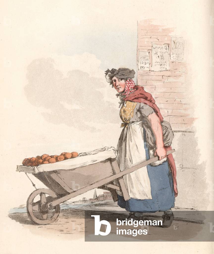 Barrow-woman (coloured engraving)