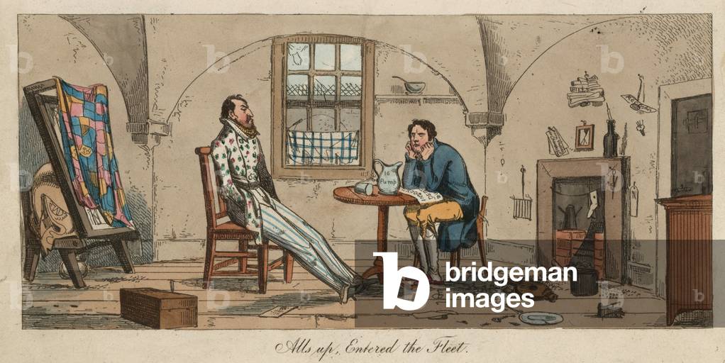 Dashall and Lubin in the Fleet Prison (coloured engraving)