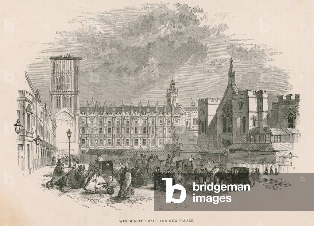 Westminster Hall and new Palace of Westminster, London (engraving)