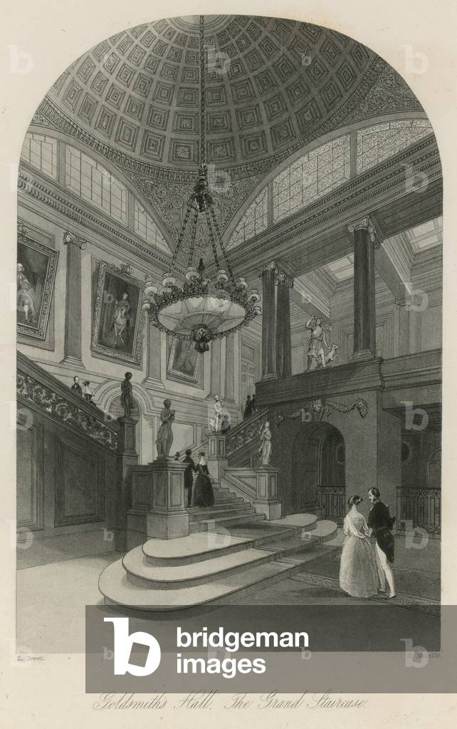 Goldsmiths' Hall, the Grand Staircase (engraving)