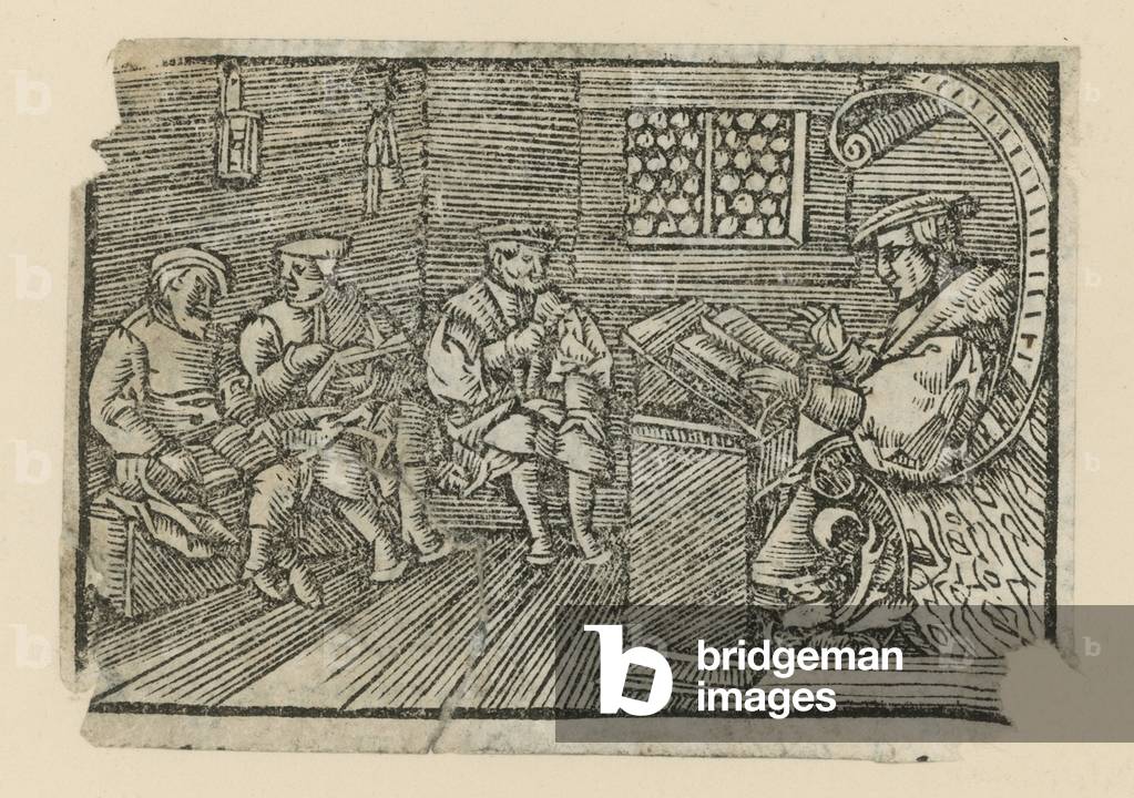 Woodcut depicting a teacher (engraving)