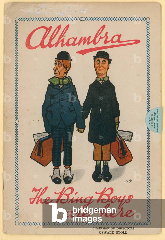 The Alhambra, Leicester Square, London, programme for The Bing Boys (colour litho)