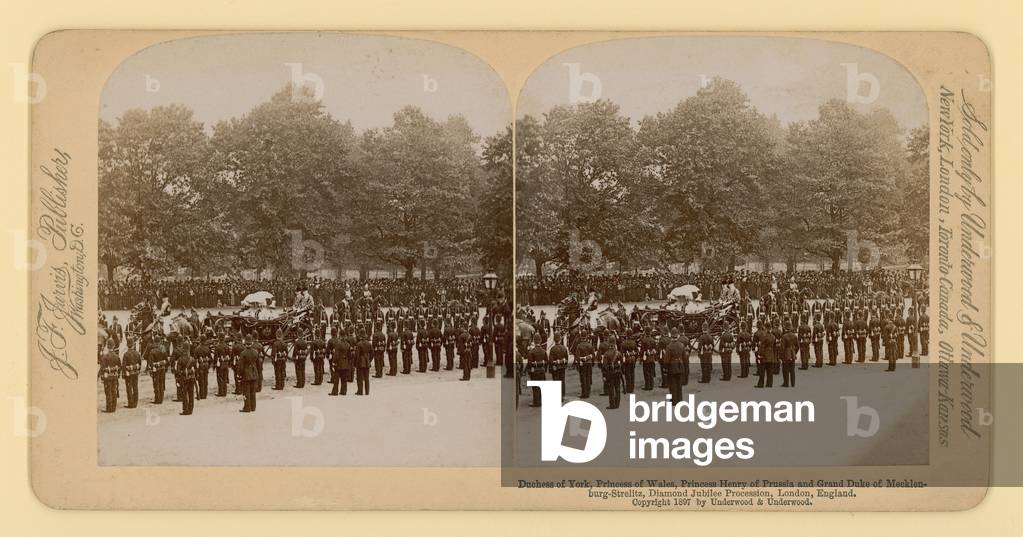 Stereographic print of Queen Victoria's Diamond Jubilee (b/w photo)