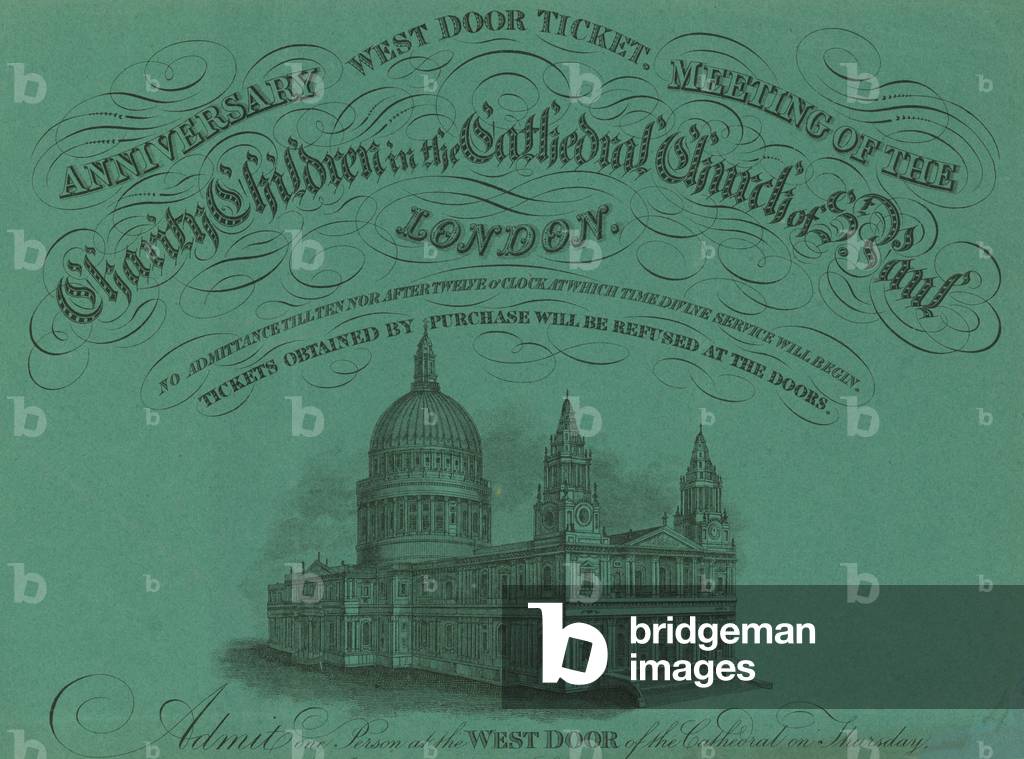 West door ticket for the anniversary meeting of the Charity Children (engraving)