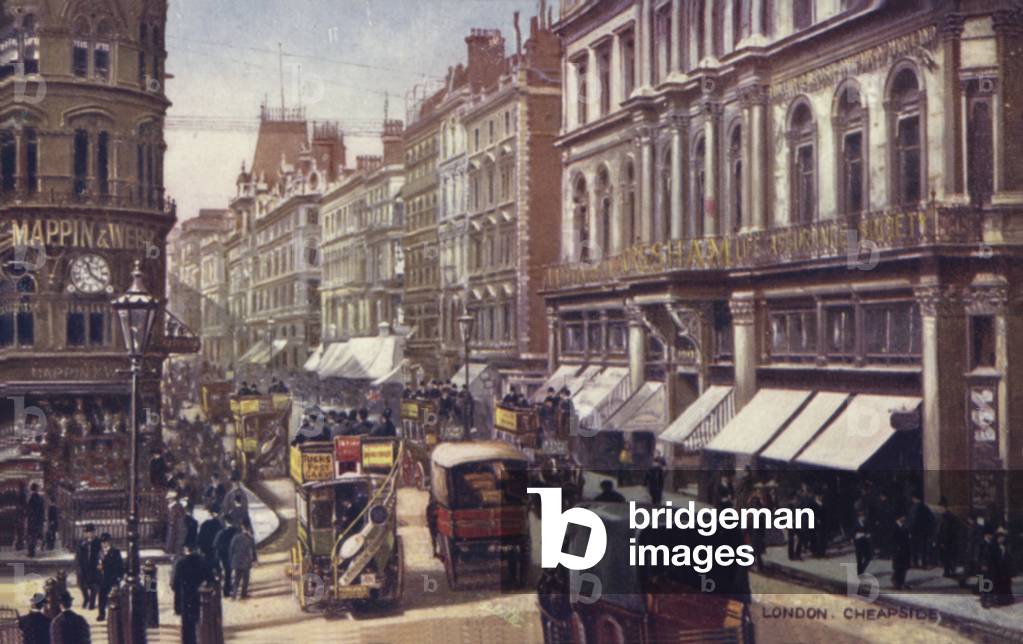 London, Cheapside (colour litho)