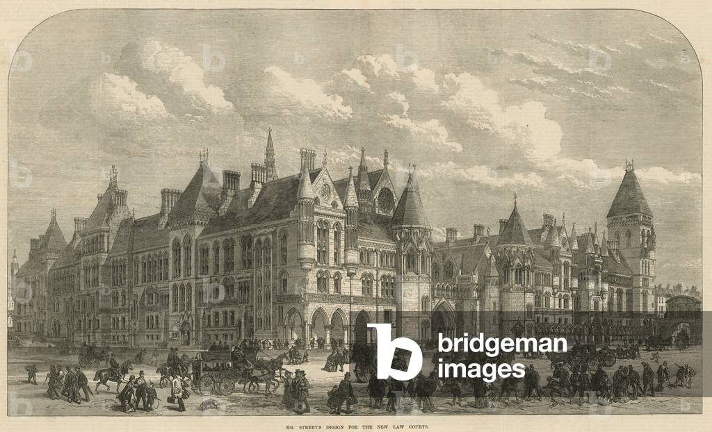 Mr Street's design for the new Law Courts (engraving)
