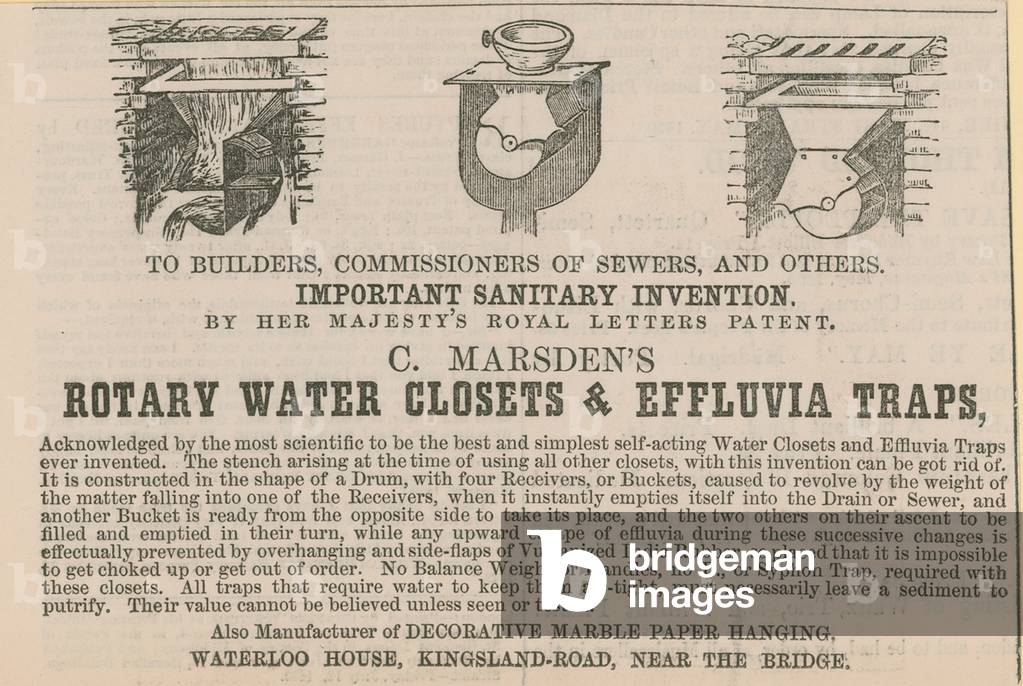 C Marsden's Rotary Water Closets and Effluvia Traps (engraving)