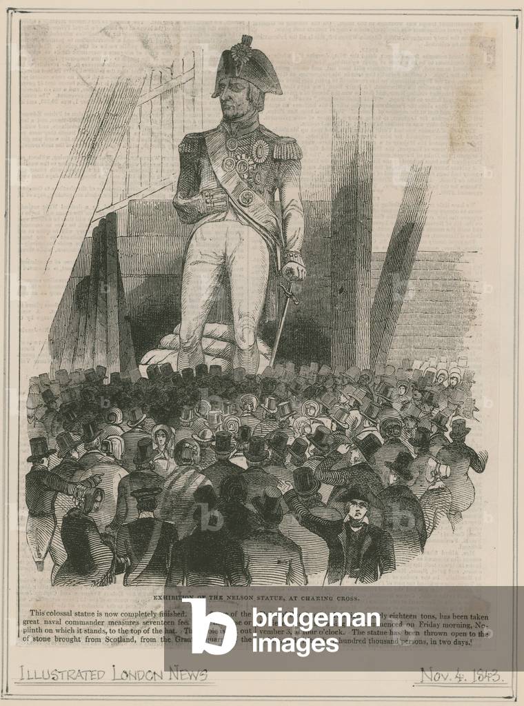 Exhibition of the Nelson Statue at Charing Cross (engraving)