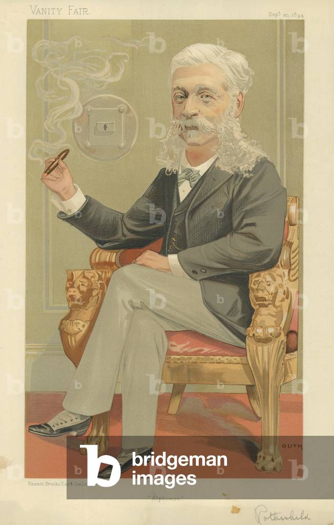 The Baron Alphonse de Rothschild (colour litho)