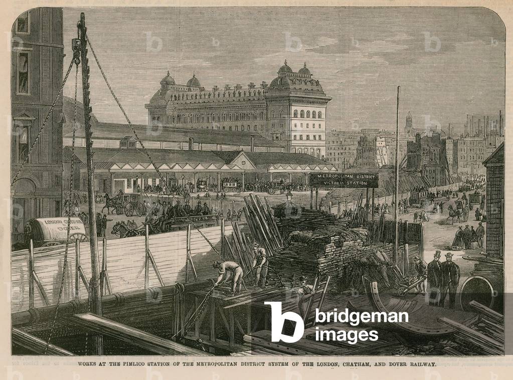 Works at the Pimlico Station of the Metropolitan District system (engraving)