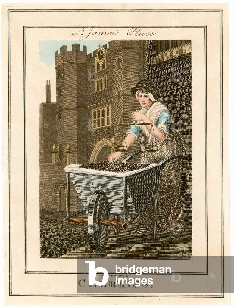 St James's Place.  Cherries (coloured engraving)