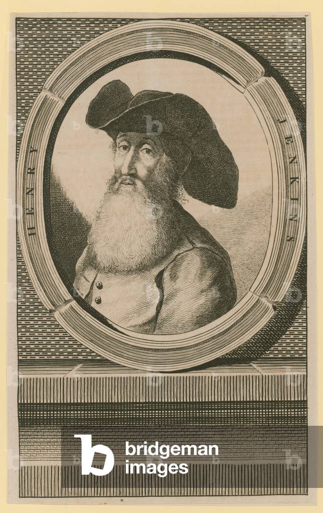 Henry Jenkins, said to have been 169 years old when he died in December 1670 (engraving)