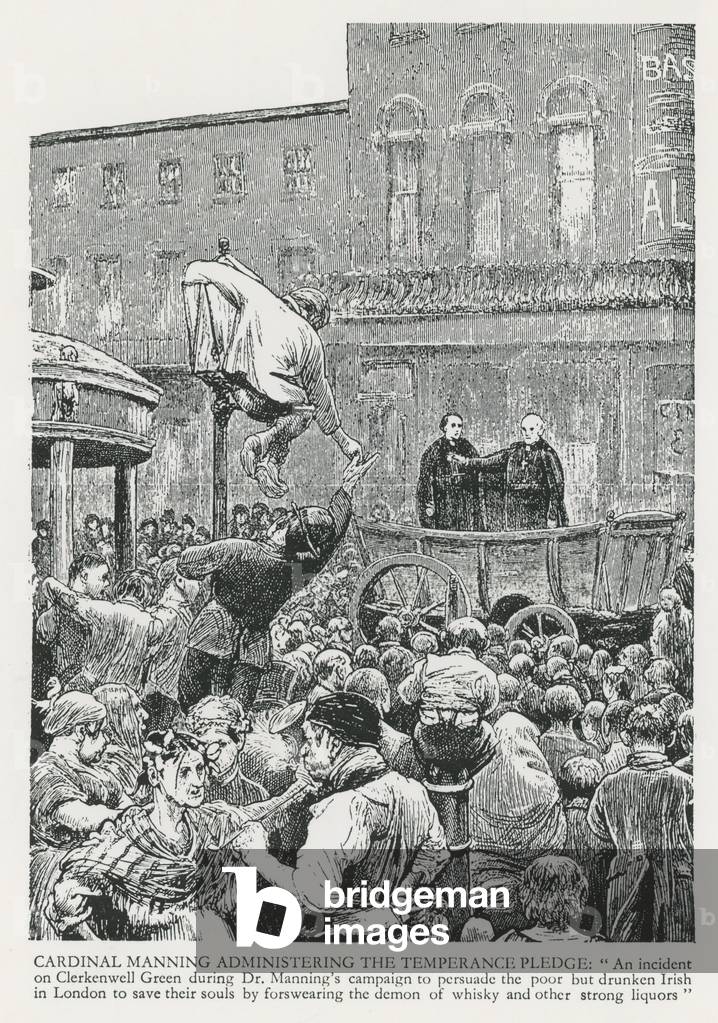 Cardinal Manning administering the temperance pledge (engraving)