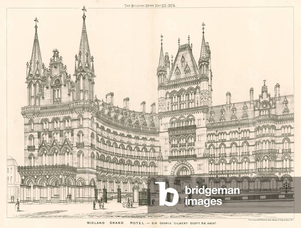 Midland Grand Hotel, Sir George Gilbert Scott, architect (engraving)