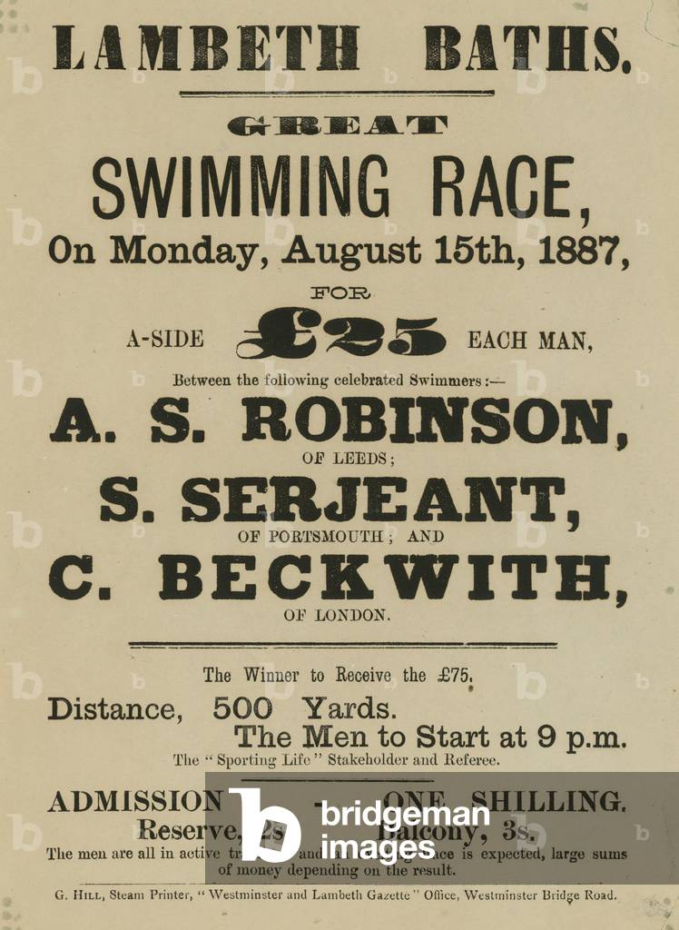 Advertisement for Lambeth Baths (engraving)