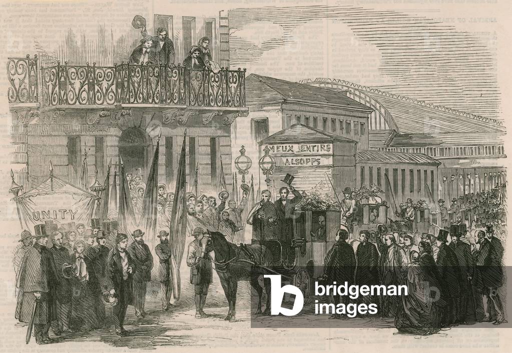 Arrival of Neapolitan exiles at Paddington (engraving)