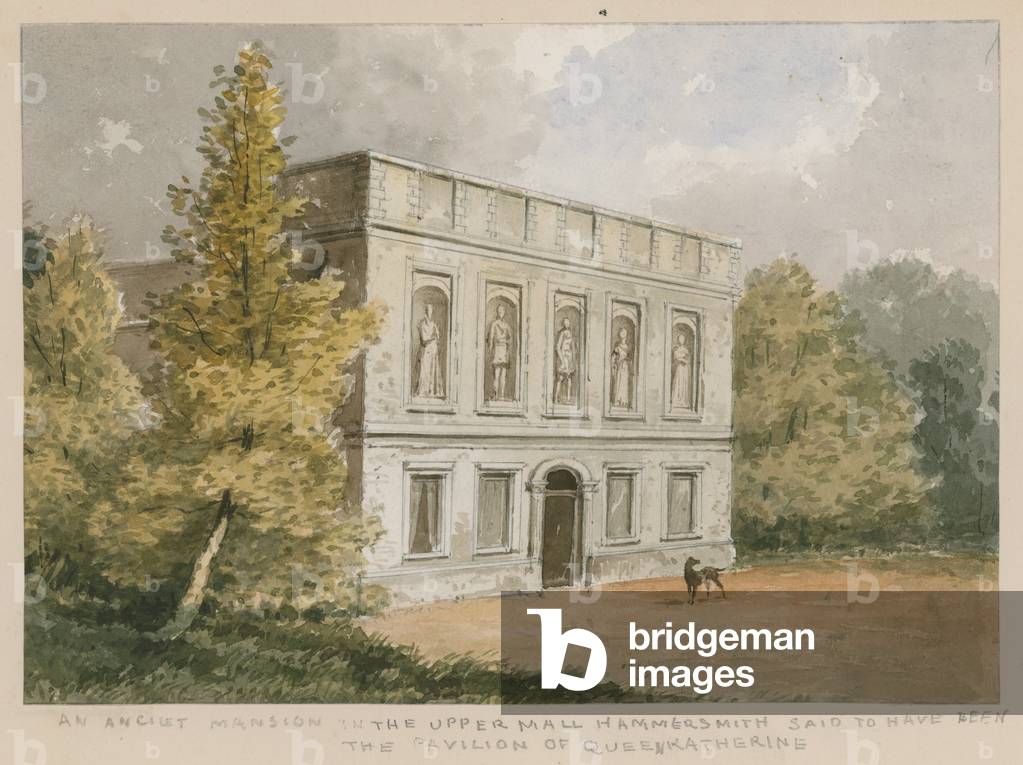 An ancient mansion in the upper mall, Hammersmith, said to have been the Pavilion of Queen Katherine (w/c on paper)