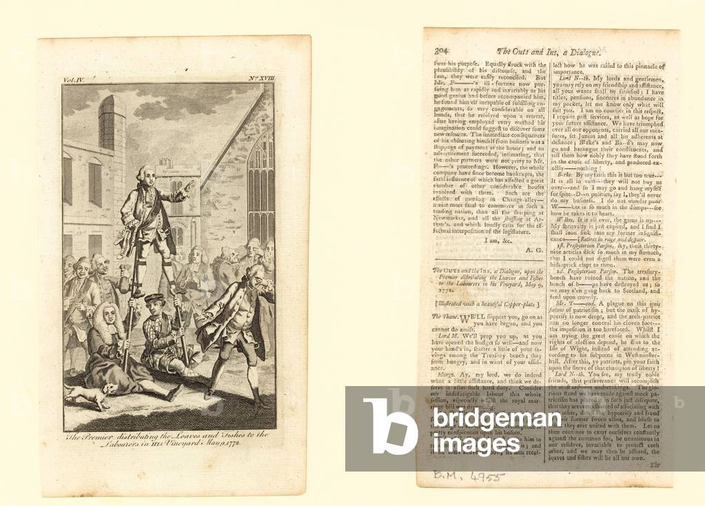 The Premier Distributing the Loaves and Fishes to the Labourers in his Vineyard, 9 May 1772 (engraving)