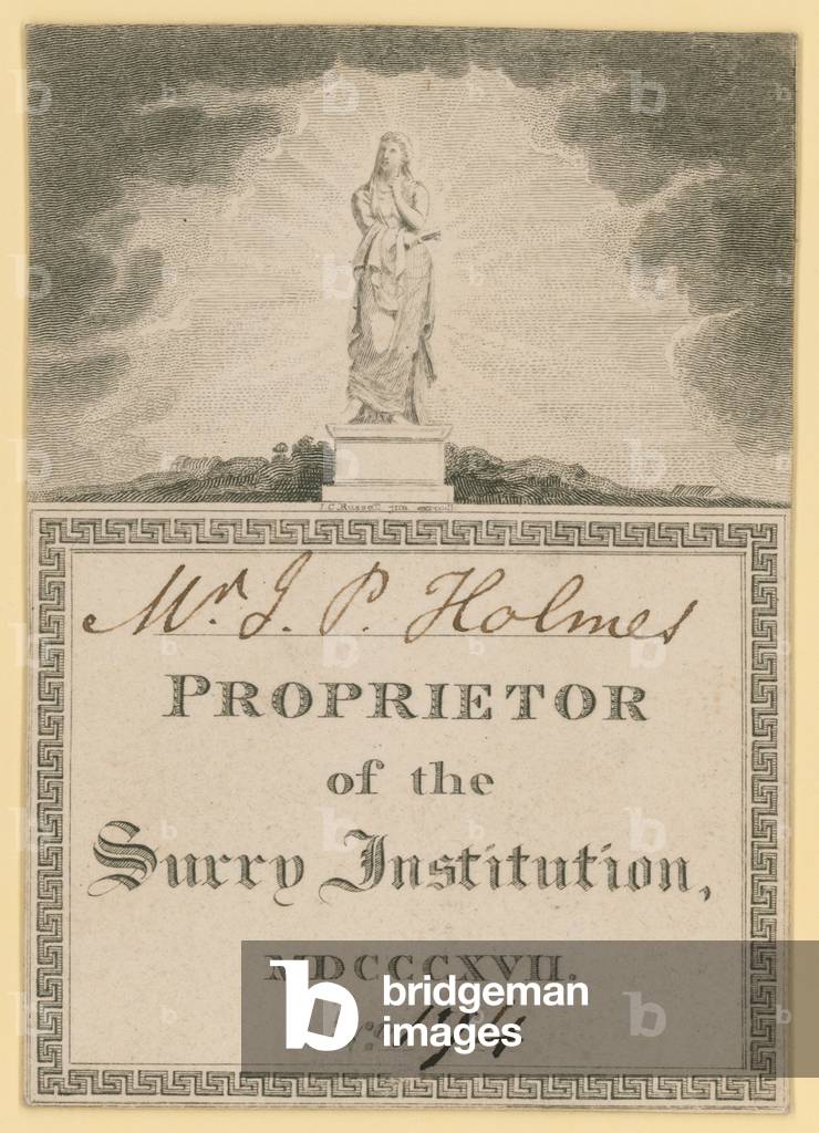 Ticket for Proprietor of the Surrey Institution, dated 1817 (engraving)