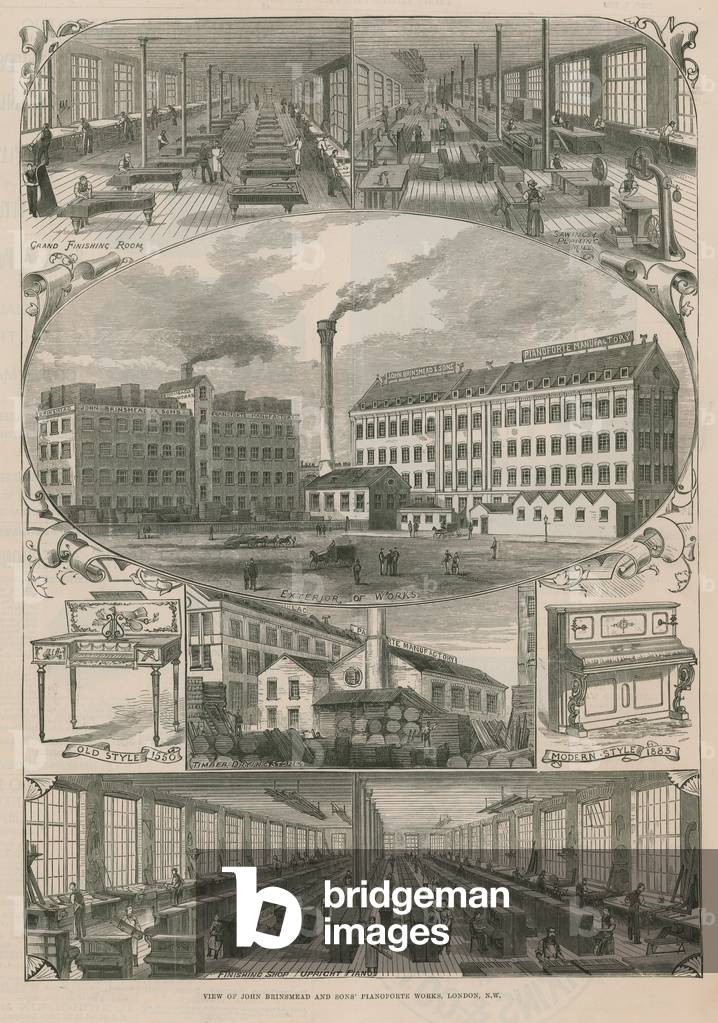 View of John Brinsmead and Sons' pianoforte works (engraving)