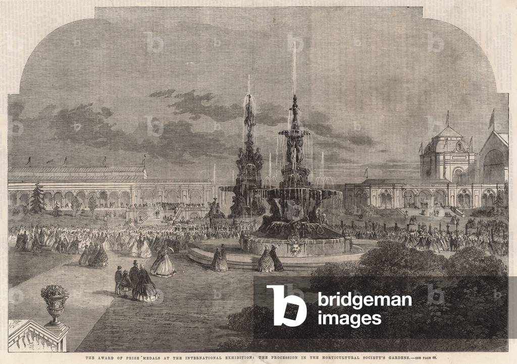 The award of prize medals at the International Exhibition (engraving)