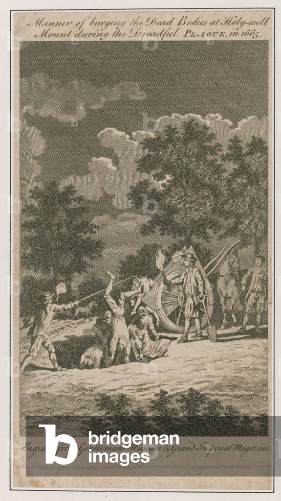 Manner of burying the dead bodies at Holy-well Mount (engraving)