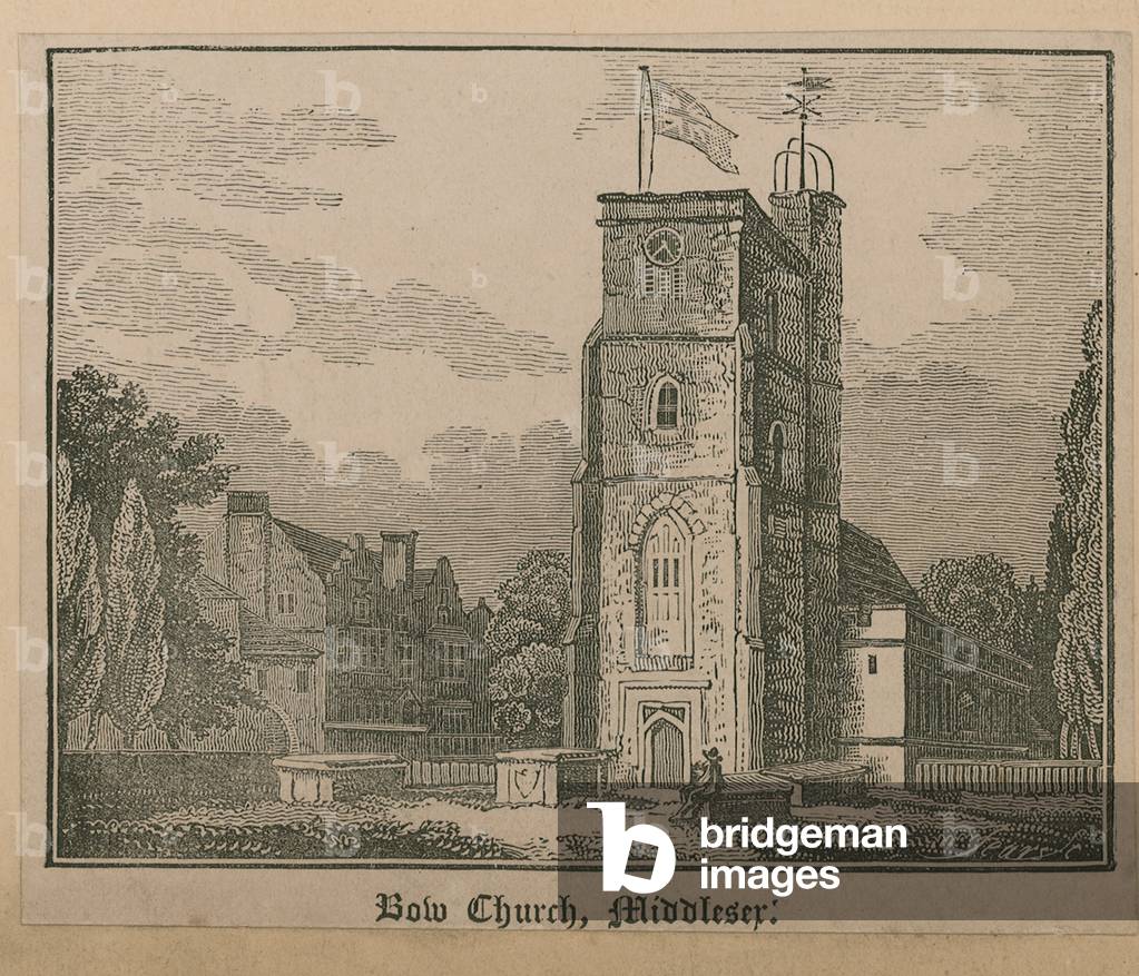 General view of Bow Church (engraving)