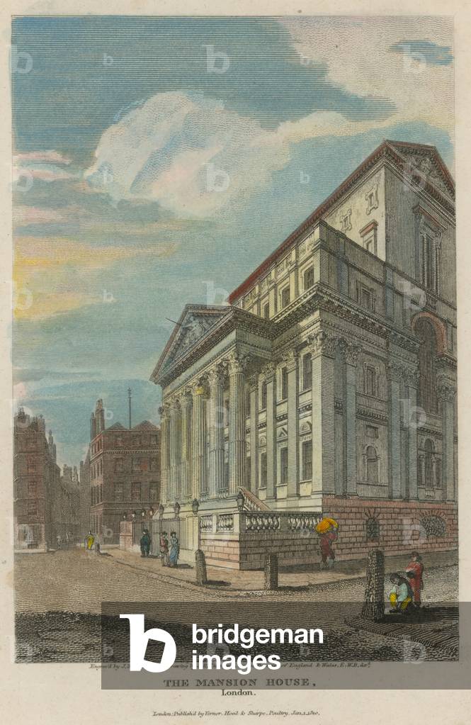The Mansion House, London (coloured engraving)
