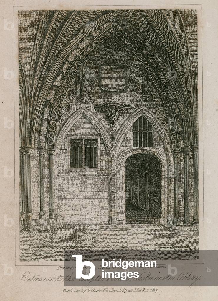 Entrance to the Chapter House, Westminster Abbey, London (engraving)