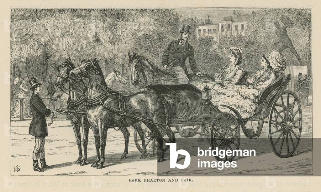 Park phaeton and pair (engraving)