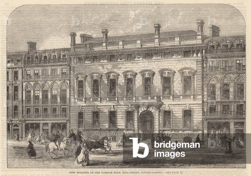 New building of the Garrick Club, King Street, Covent Garden (engraving)