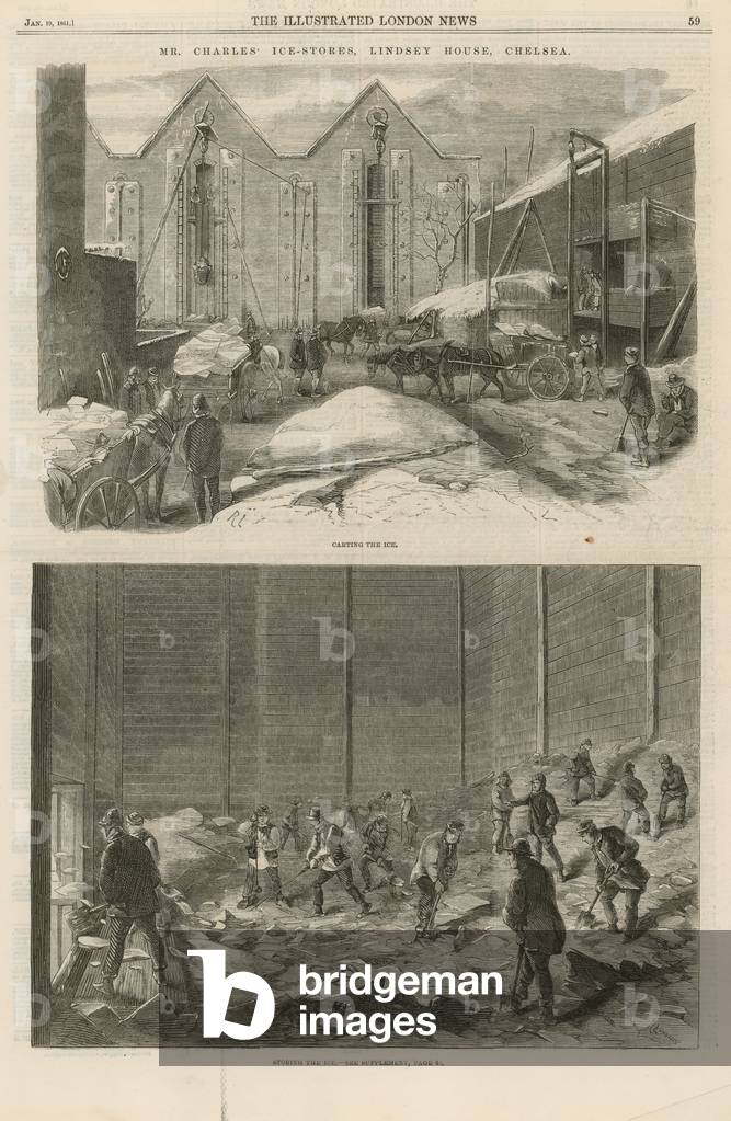 Mr Charles' ice-stores in Lindsey House (engraving)