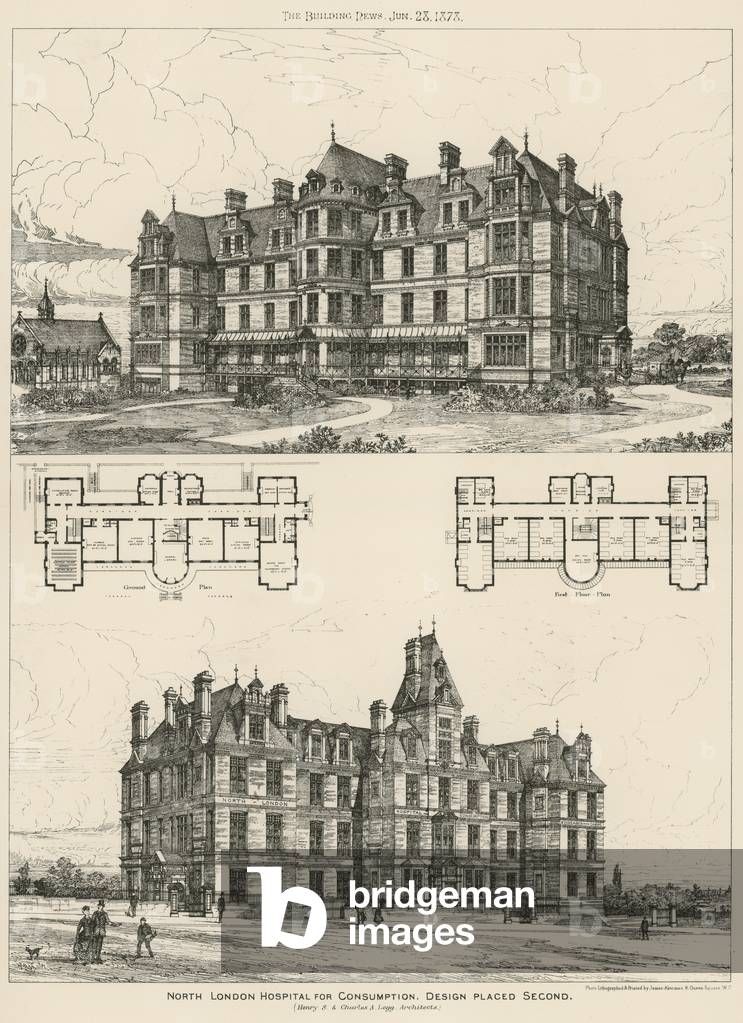 North London Hospital for Consumption, design placed second (engraving)