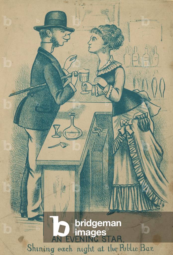 An evening star, shining each night at the public bar (engraving)