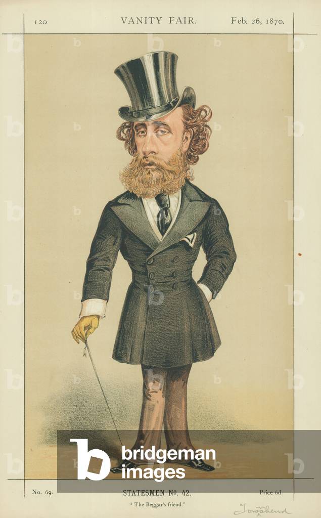 The Marquis (John) Townshend, The Beggar's Friend, 26 February 1870, Vanity Fair cartoon (colour litho)