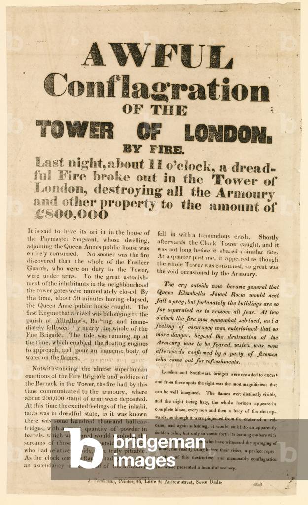 Tower of London Fire, 1841 (engraving)