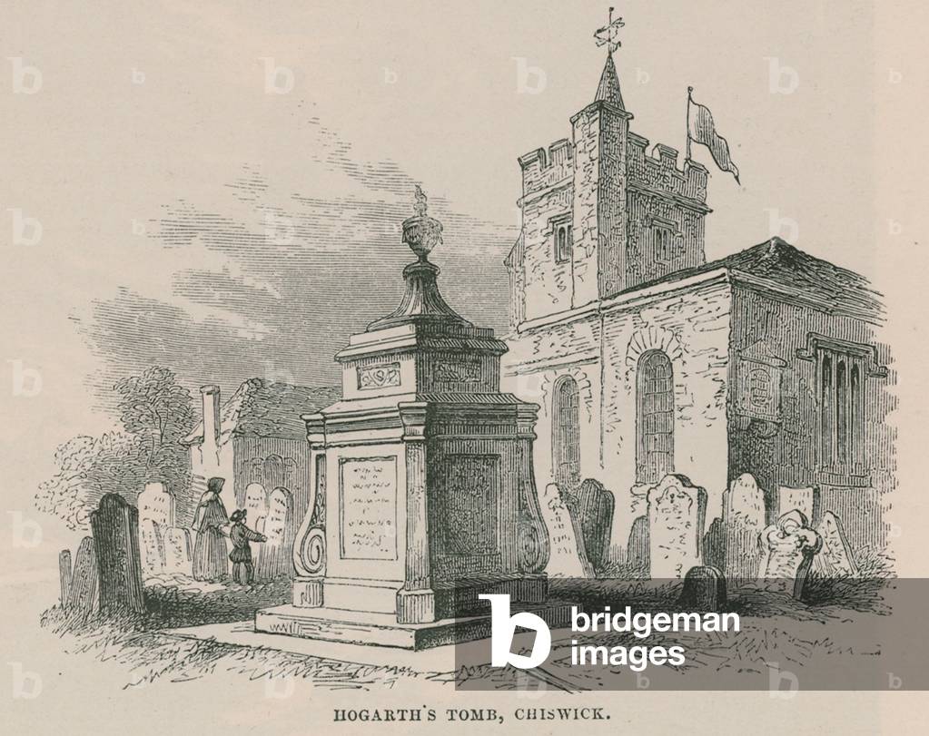 William Hogarth's tomb, Chiswick (engraving)