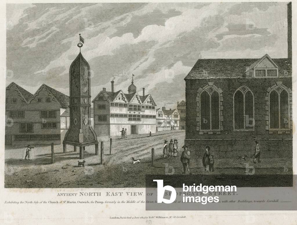Ancient North East View of Bishopsgate Street (engraving)