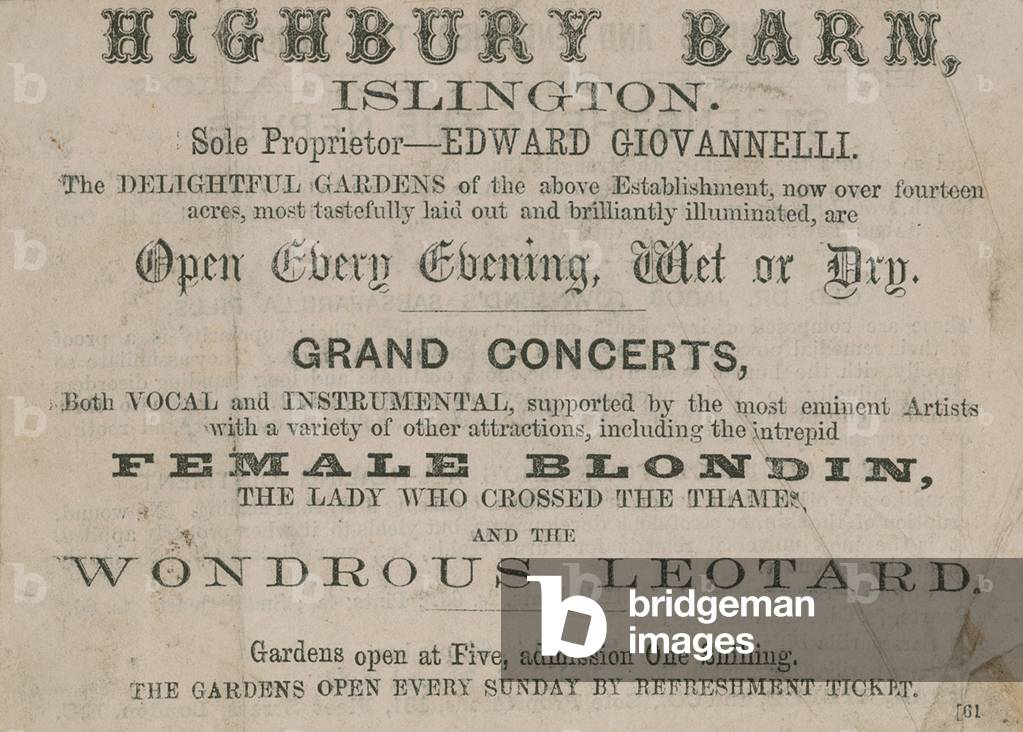 Advertisement for the Highbury Barn Tavern (engraving)