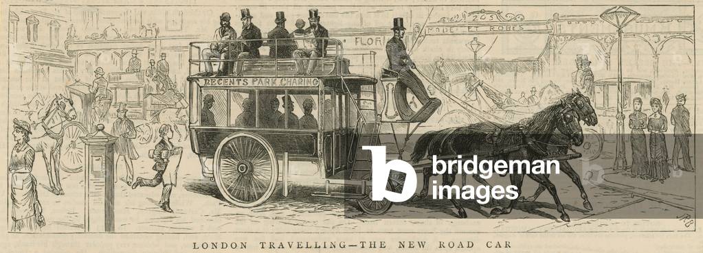 London travelling - the new road car (engraving)