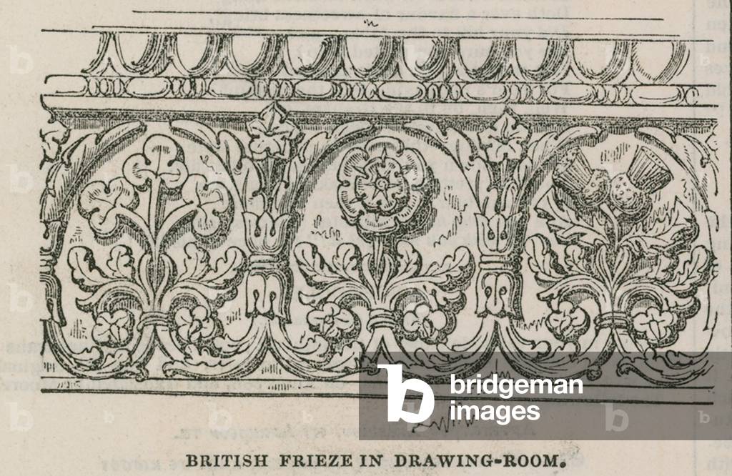 The Conservative Clubhouse: British frieze in drawing room (engraving)