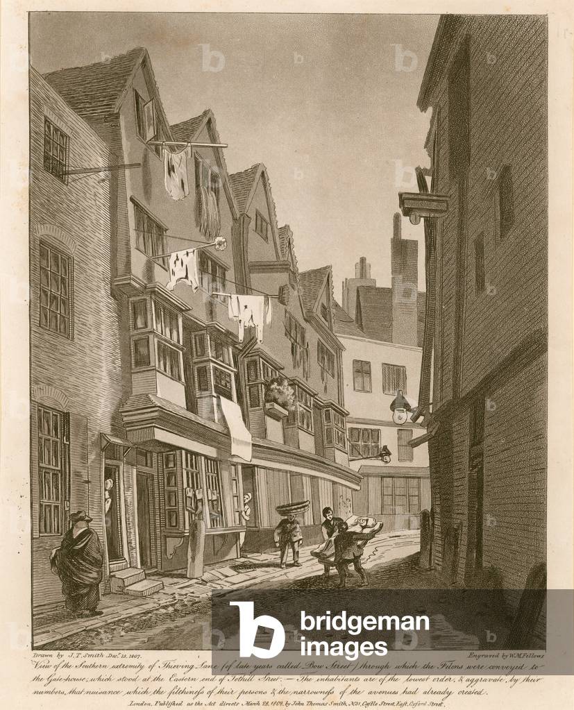 View of the Southern extemity of Thieving Lane (of late years called Bow Street) (engraving)