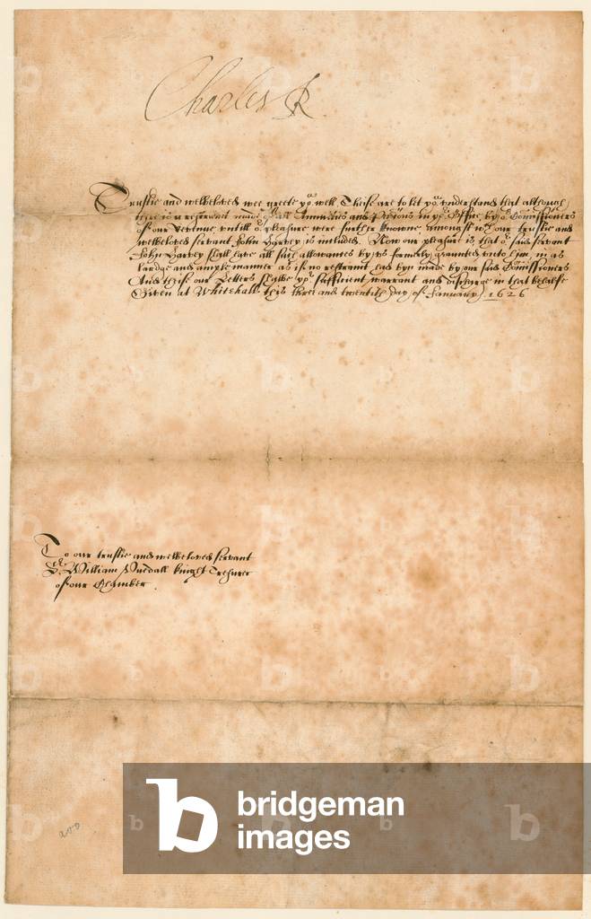 Autograph of king Charles I (engraving)