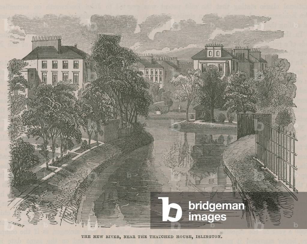 The New River Head, near the thatched house, Islington (engraving)