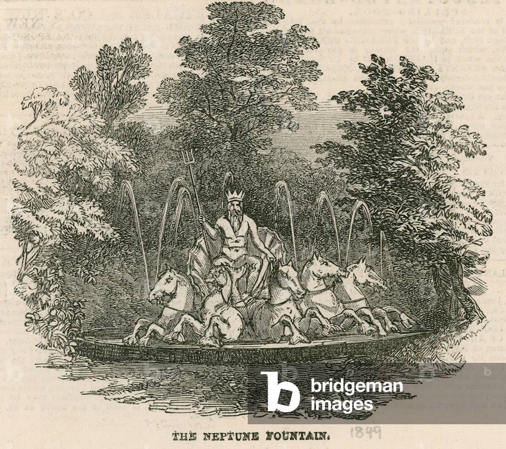 Vauxhall Gardens, London: The Neptune fountain (engraving)