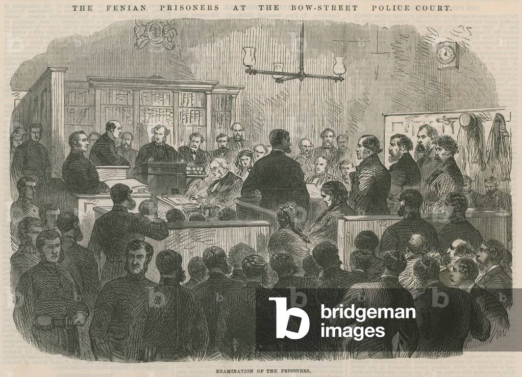 The Fenian prisoners at the Bow Street Police Court (engraving)